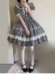 Little Maid Series Daily Small Plaid Print Heart Shape Apron Ruffle Versatile Hairband Sweet Lolita Puff Sleeve Dress