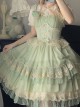 Annie Tea Party Series Ribbon Bowknot Princess Style Gorgeous Lace Girl Dreamy Sweet Lolita Sleeveless Dress