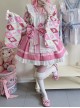 Showa Sweet Pet Series Japanese Style Cute Checkered Pattern Print Bowknot Sweet Lolita Maid Apron Shirt Skirt Set