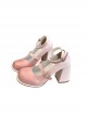 Korean Girl Group Style Cute Gradient Color Sweet Lolita Round Toe Chunky High Heel Mary Jane Shoes