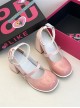 Korean Girl Group Style Cute Gradient Color Sweet Lolita Round Toe Chunky High Heel Mary Jane Shoes