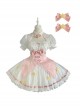 Magic Star Series Magical Girl Sweet Lolita Bowknot Yarn Puff Sleeve Little Coat Bowknot Hairpin Sleeveless Sling Dress Set