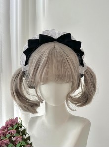 Daily Versatile Girl Retro Hair Accessory Cotton Lace Symmetrical Satin Ribbon Bowknot Sweet Lolita Headband