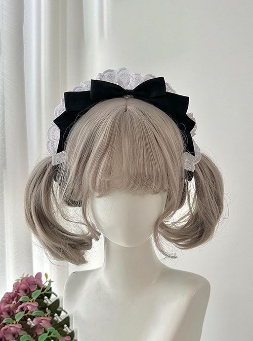 Daily Versatile Girl Retro Hair Accessory Cotton Lace Symmetrical Satin Ribbon Bowknot Sweet Lolita Headband