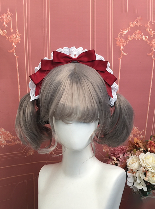 Daily Versatile Girl Retro Hair Accessory Cotton Lace Symmetrical Satin Ribbon Bowknot Sweet Lolita Headband