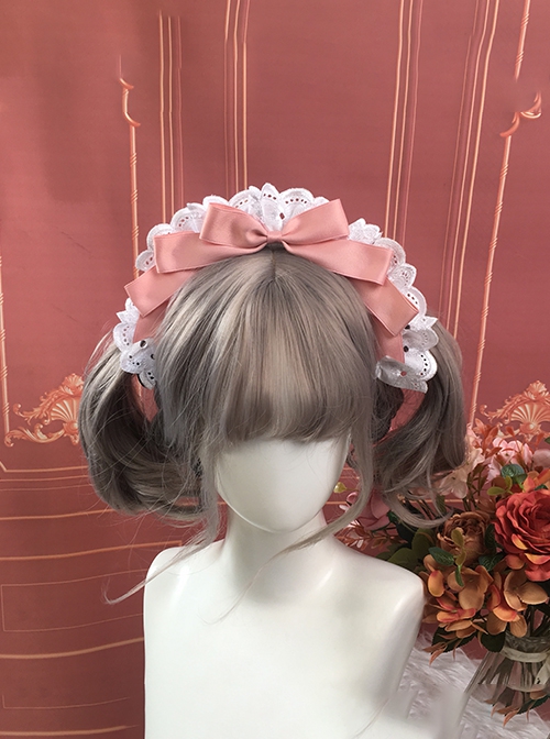 Daily Versatile Girl Retro Hair Accessory Cotton Lace Symmetrical Satin Ribbon Bowknot Sweet Lolita Headband