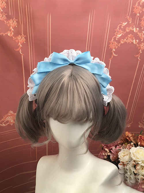 Daily Versatile Girl Retro Hair Accessory Cotton Lace Symmetrical Satin Ribbon Bowknot Sweet Lolita Headband