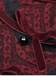 Gothic Style Retro Lace Neckline Red Velvet Bowknot Decoration Elegant Suspender Black Short Dress