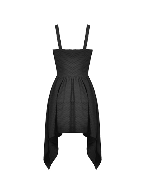 Gothic Style Retro Lace Neckline Red Velvet Bowknot Decoration Elegant Suspender Black Short Dress