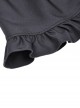 Gothic Style Cross Halter Neck Design Ruffles On The Chest Sexy Backless Black Long Sleeves Short Dress