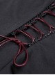 Dark Gothic Style Retro Burgundy Frill Collar Palace Puff Long Sleeves Black Slim Short Dress