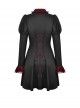 Dark Gothic Style Retro Burgundy Frill Collar Palace Puff Long Sleeves Black Slim Short Dress