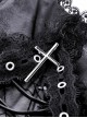 Punk Style Spider Web Gauze Dark Pattern Sexy See Through Lace Cross Decorate Black Suspender Mini Dress