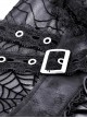 Punk Style Spider Web Gauze Dark Pattern Sexy See Through Lace Cross Decorate Black Suspender Mini Dress