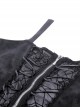 Punk Style Spider Web Gauze Dark Pattern Sexy See Through Lace Cross Decorate Black Suspender Mini Dress