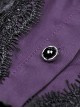 Gothic Witch Style Retro Black Velvet Purple Shirt Collar Elegant Black Long Sleeves Short Dress
