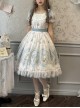 Night Rose Series Palace Style Lace Bowknot Retro Elegant Sweet Flower Wall Print Classic Lolita Puff Sleeve Short Dress
