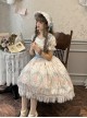 Night Rose Series Palace Style Lace Bowknot Retro Elegant Sweet Flower Wall Print Classic Lolita Puff Sleeve Short Dress