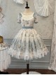 Night Rose Series Palace Style Lace Bowknot Retro Elegant Sweet Flower Wall Print Classic Lolita Puff Sleeve Short Dress