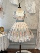 Night Rose Series Palace Style Lace Bowknot Retro Elegant Sweet Flower Wall Print Classic Lolita Puff Sleeve Short Dress