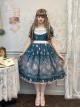 Night Rose Series Palace Style Lace Bowknot Retro Elegant Sweet Flower Wall Print Classic Lolita Puff Sleeve Short Dress