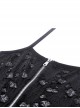 Gothic Style Ripped Hole Design White Cross Cool Rivet Decoration Black Suspender Slim Mini Dress