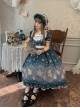 Night Rose Series Petal Edge Lace Bowknot Palace Style Gorgeous Elegant Flower Print Puff Sleeve Classic Lolita Long Dress