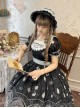 Night Rose Series Petal Edge Lace Bowknot Palace Style Gorgeous Elegant Flower Print Puff Sleeve Classic Lolita Long Dress