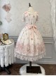 Night Rose Series Petal Edge Lace Bowknot Palace Style Gorgeous Elegant Flower Print Puff Sleeve Classic Lolita Long Dress