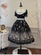 Night Rose Series Petal Edge Lace Bowknot Palace Style Gorgeous Elegant Flower Print Puff Sleeve Classic Lolita Long Dress