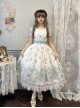 Night Rose Series Petal Edge Lace Bowknot Palace Style Gorgeous Elegant Flower Print Puff Sleeve Classic Lolita Long Dress