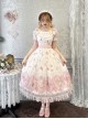 Night Rose Series Petal Edge Lace Bowknot Palace Style Gorgeous Elegant Flower Print Puff Sleeve Classic Lolita Long Dress