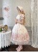 Night Rose Series Petal Edge Lace Bowknot Palace Style Gorgeous Elegant Flower Print Puff Sleeve Classic Lolita Long Dress