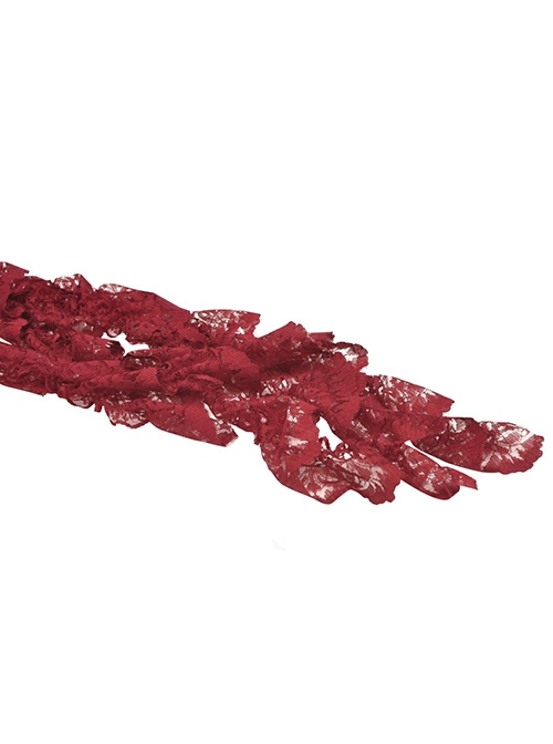 Gothic Style Blood Rose Velvet Metal Breast Chain Decoration Elegant Red Maxi Suspender Dress