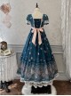 Night Rose Series Open Placket Ruffle Retro Elegant Flower Print Puff Sleeve Classic Lolita Palace Style Long Empire Dress