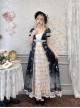 Night Rose Series Open Placket Ruffle Retro Elegant Flower Print Puff Sleeve Classic Lolita Palace Style Long Empire Dress