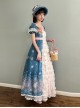 Night Rose Series Open Placket Ruffle Retro Elegant Flower Print Puff Sleeve Classic Lolita Palace Style Long Empire Dress