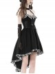 Punk Style Tie With Cross Decoration Striped Neckline  Waist Strap Black Sexy Halter Neck Backless Dress