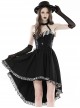 Punk Style Tie With Cross Decoration Striped Neckline  Waist Strap Black Sexy Halter Neck Backless Dress