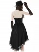 Punk Style Tie With Cross Decoration Striped Neckline  Waist Strap Black Sexy Halter Neck Backless Dress