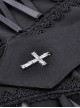 Punk Style Tie With Cross Decoration Striped Neckline  Waist Strap Black Sexy Halter Neck Backless Dress