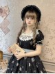 Night Rose Series Lace Ruffle Ribbon Bowknot Retro Elegant Classic Lolita  Flower Wall Print Headgear Bonnet