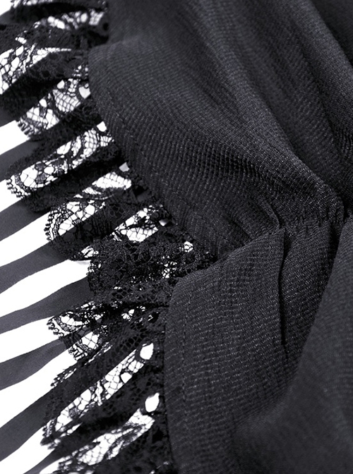 Gothic Style Unique Striped Cross Decoration Sexy Black Halter Neck Suspender Backless Short Dress