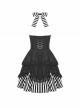 Gothic Style Unique Striped Cross Decoration Sexy Black Halter Neck Suspender Backless Short Dress