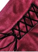Gothic Style Romantic Velvet Rose Brooch Lace Stitching Burgundy Retro Puff Sleeves Slim Dress