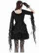 Gothic Style Romantic Curtain Hem Design Palace Exaggerated Lace Splicing Sleeves Black Short Dress