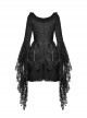 Gothic Style Romantic Curtain Hem Design Palace Exaggerated Lace Splicing Sleeves Black Short Dress