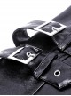 Punk Motorcycle Style Red Plaid Splicing Chest Cool PU Leather Metal Buckle Black Suspender Zipper Dress