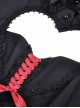 Gothic Style Lapel Love Heart Hollow On The Chest Red Cross Straps Black Retro Ruffled Puff Sleeves Dress