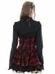 Punk Style Rock Red And Black Plaid Frill Metal Buckle Decorated Drawstring Design Halter Cake Dress